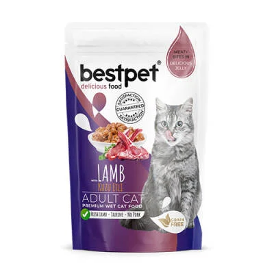 Pouch Kuzu Etli Jelly Tahılsız Yetişkin Kedi Konservesi 85 Gr