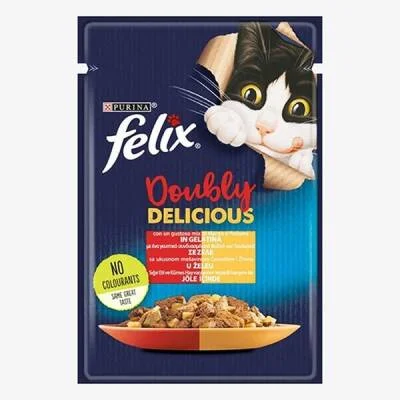 Pouch Çifte Lezzet Sığır Etli ve Tavuklu Yetişkin Kedi Konservesi 85 Gr