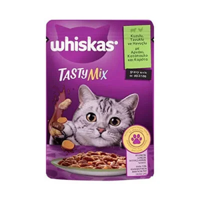 Pouch Tastymix Sos İçinde Kuzulu Tavuklu ve Havuçlu Yetişkin Kedi Konservesi 6 Adet 85 Gr