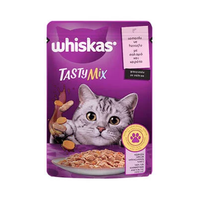 Pouch Tastymix Sos İçinde Somonlu ve Havuçlu Yetişkin Kedi Konservesi 12 Adet 85 Gr