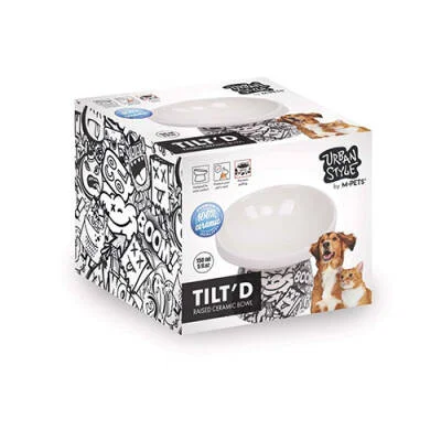 Urban Style Seramik Kedi Mama ve Su Kabı Siyah Beyaz 150 Ml 10,5x10,6x8 Cm