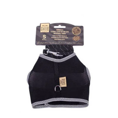 Havalı Dokuma Kedi Göğüs ve Gezdirme Tasması Small Siyah 1x20-30 Cm