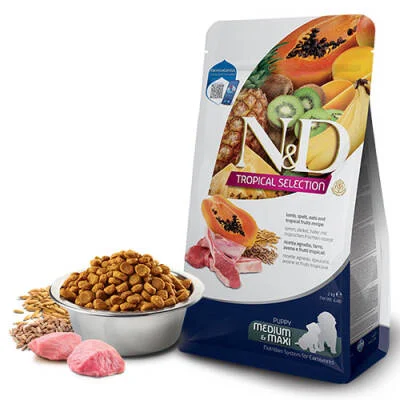 N&D Tropical Selection Kuzu Etli ve Tropikal Meyveli Orta ve Büyük Irk Yavru Köpek Maması 10 Kg