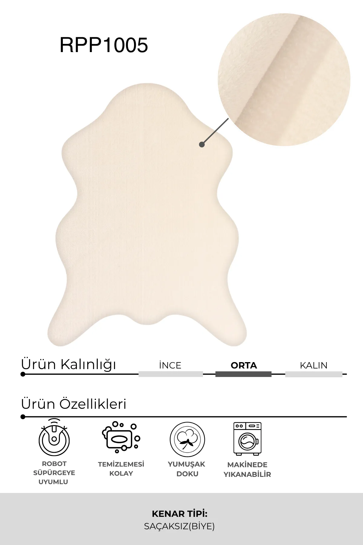 YoudayHomeCollection POLY Peluş Post Şeklinde Model Halı 120X180