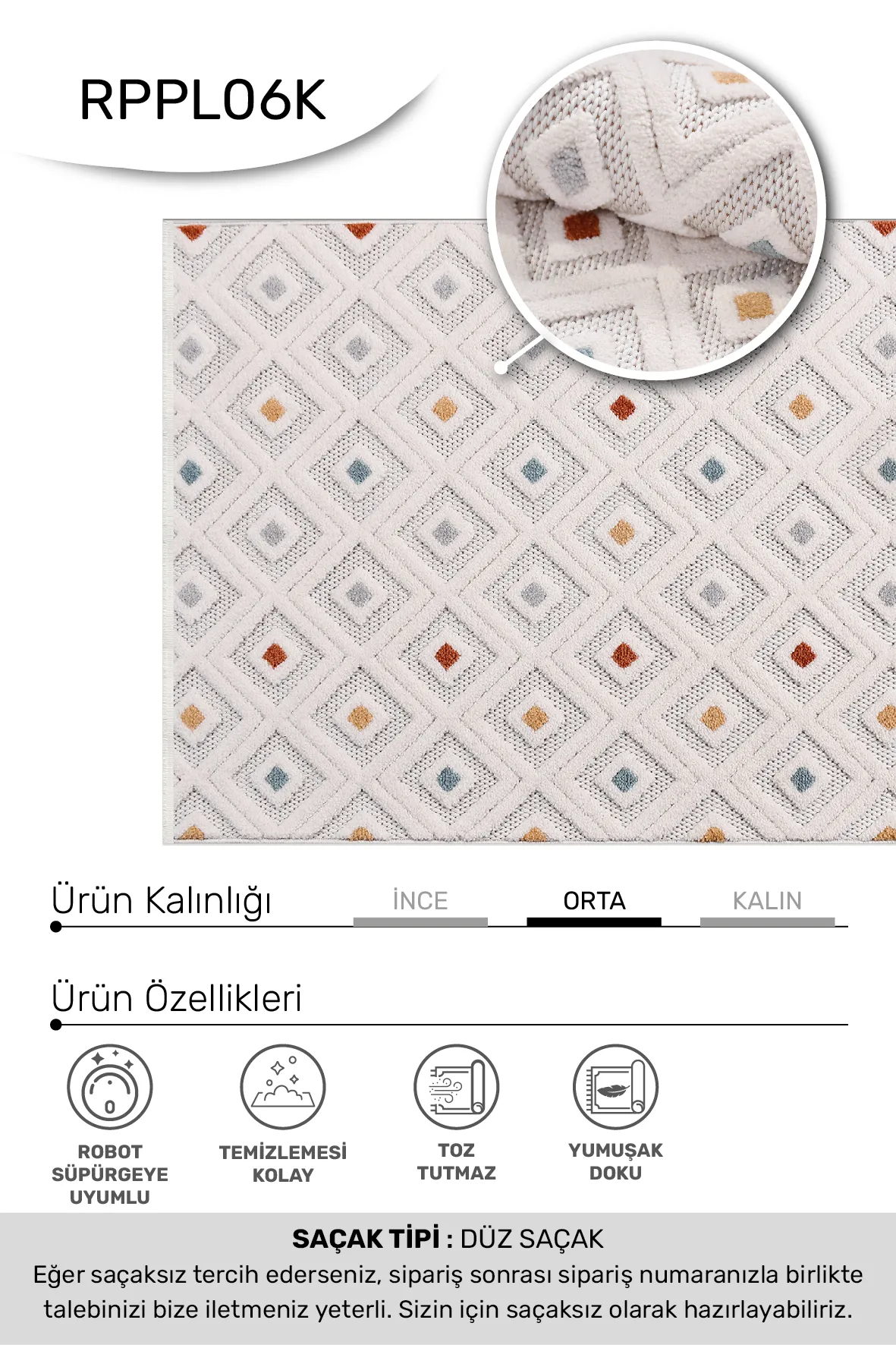 YoudayHomeCollection MASAL Model Halı 80X80