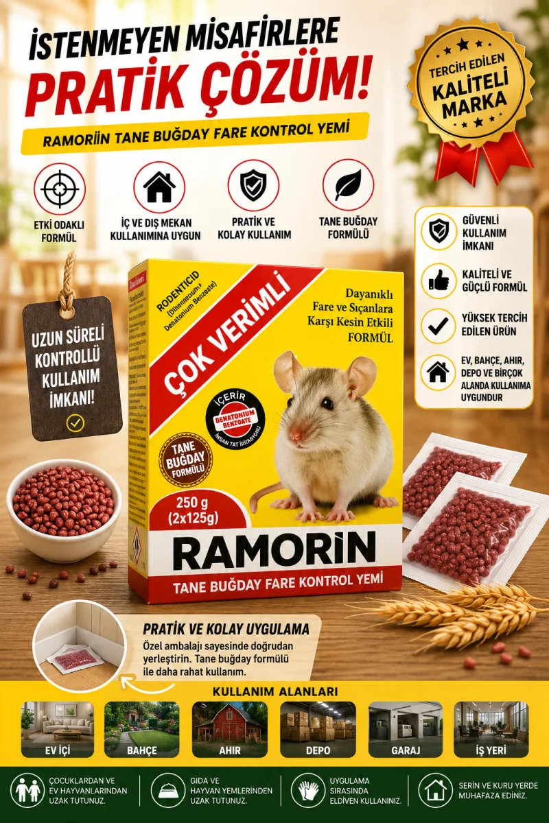 Tane Buğday Fare Kontrol Yemi 250 Gr Pratik Kullanım