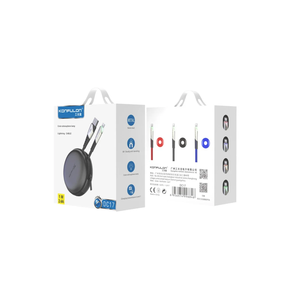 DC17 Lightning Kablo iphone Uyumlu 1M 2.4A - Kırmızı