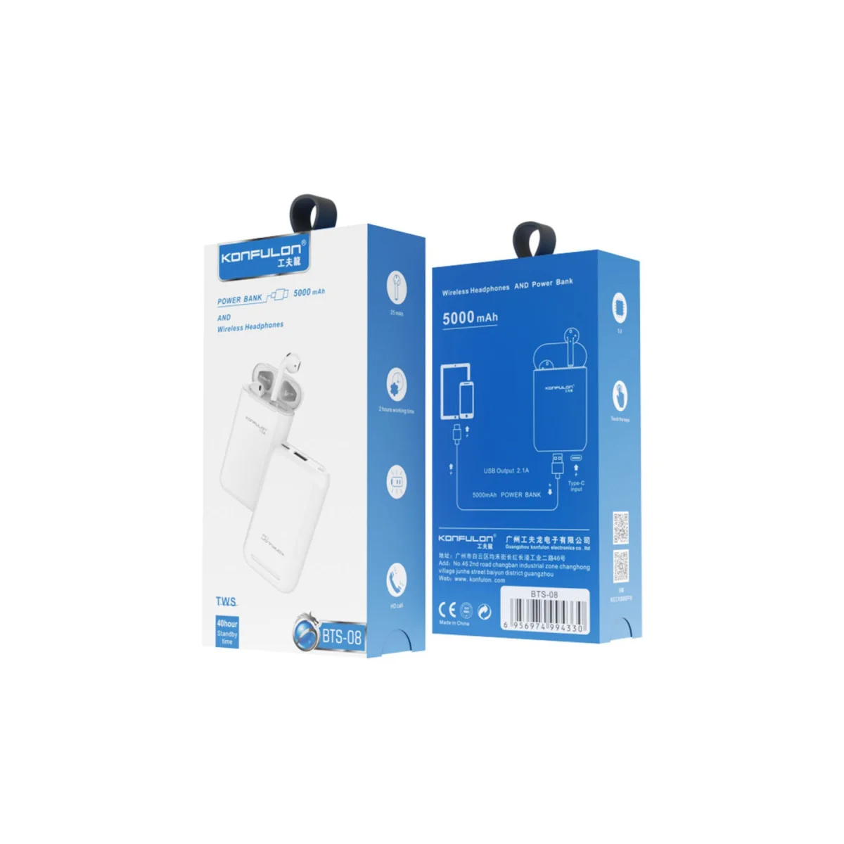 BTS08 Kablosuz Airpods Kulaklık Powerbank 5.000 mAh
