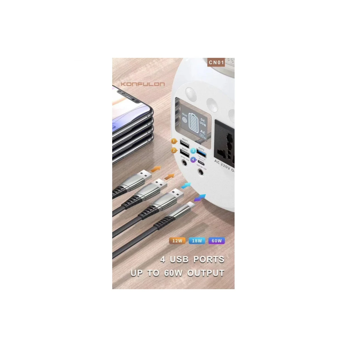 CN01 Powerbank 45.000 mAh Kamp Şarj PD - Beyaz