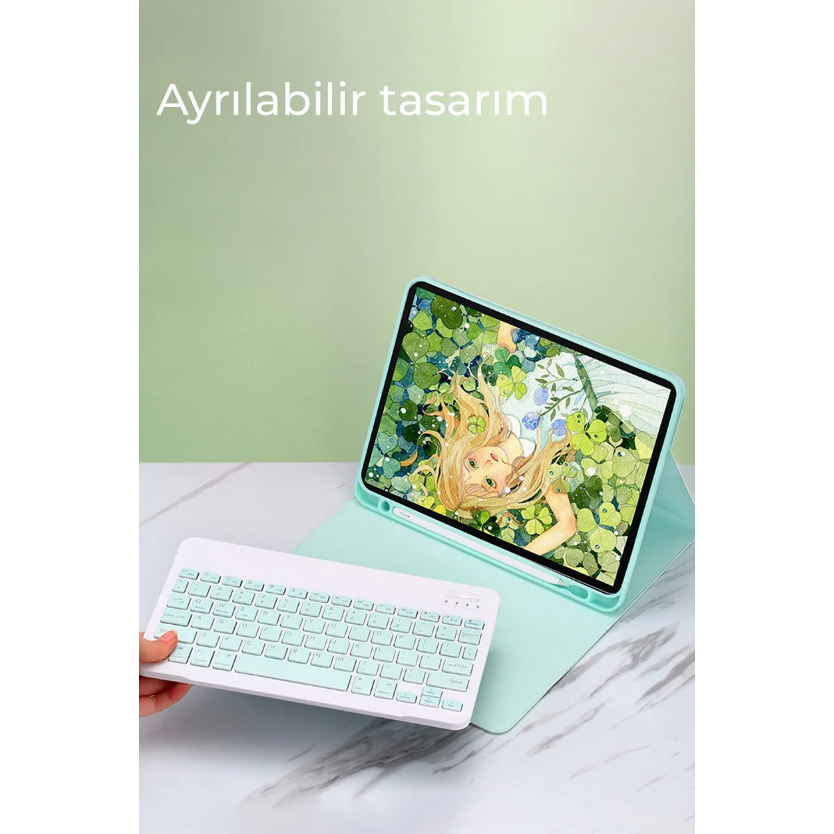 iPad 5 Air 9.7 Kılıf KC01 Smart Klavyeli Tablet Kılıfı - Siyah
