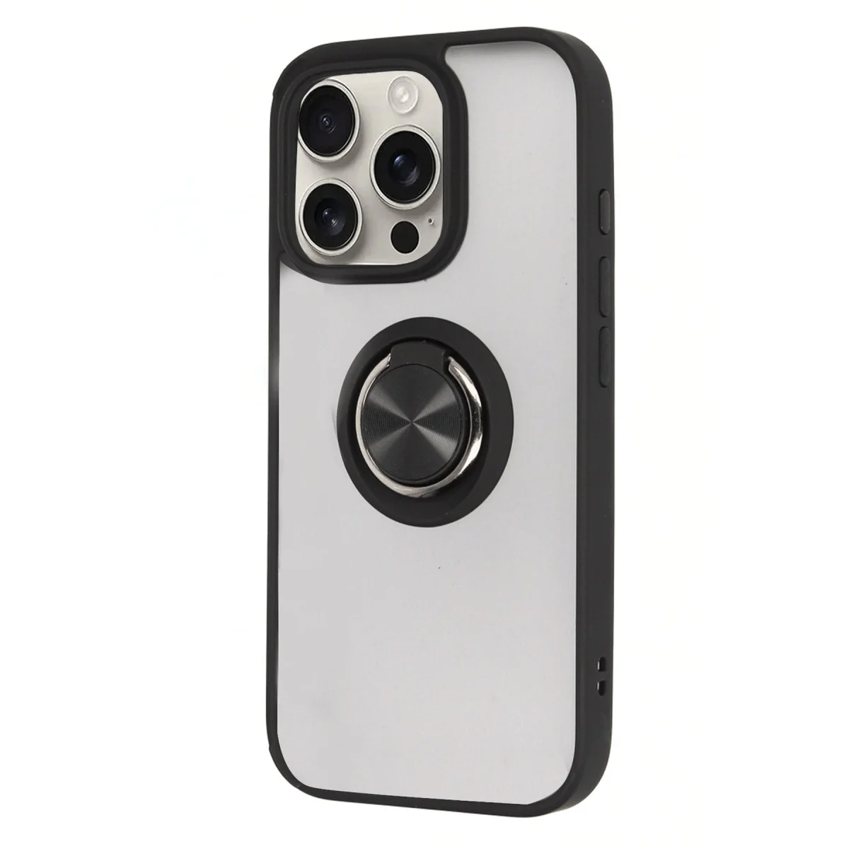 iPhone 16 Pro Kılıf Montreal Yüzüklü Silikon Kapak - Siyah