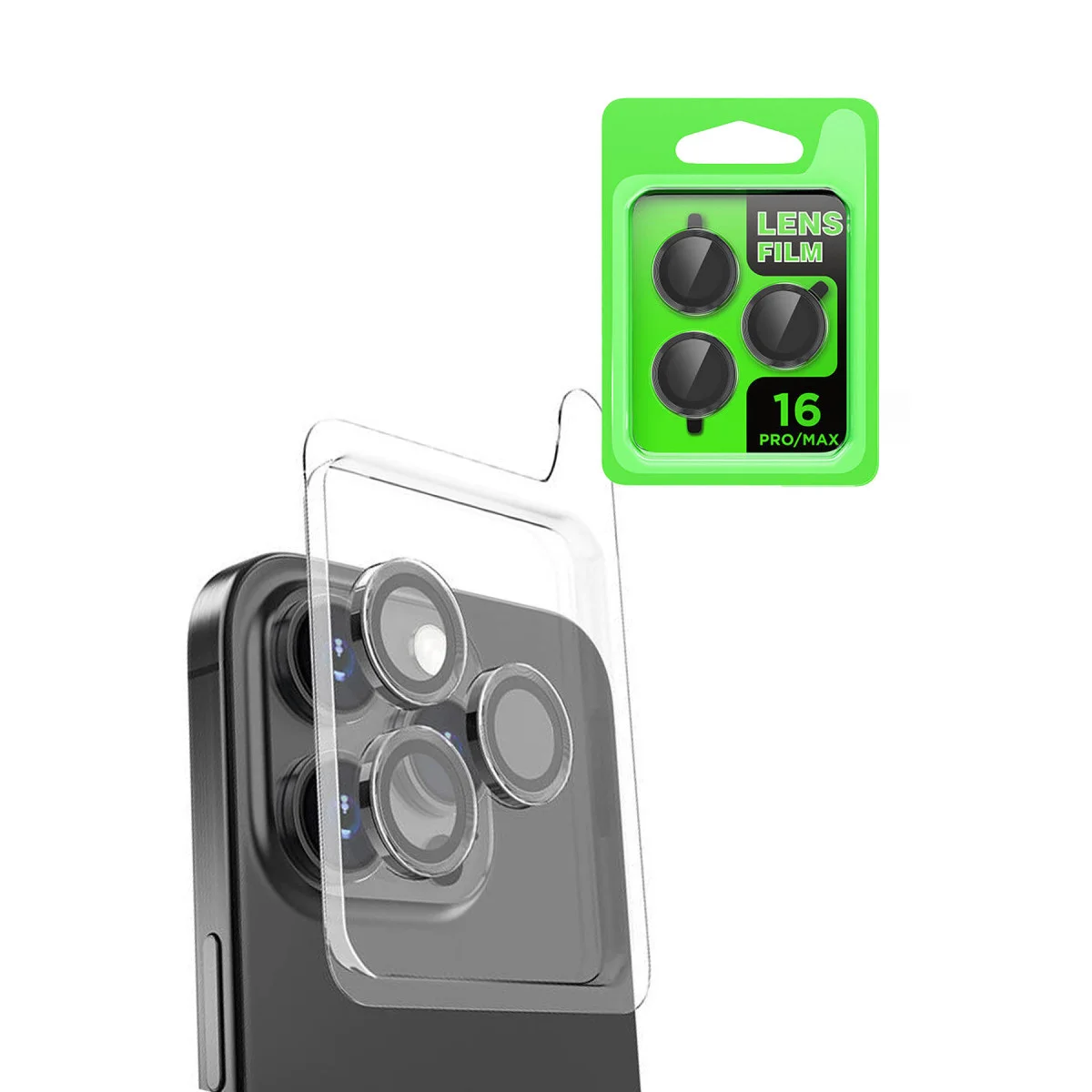 iPhone 16 Pro Max Raze Metal Kamera Lens - Siyah