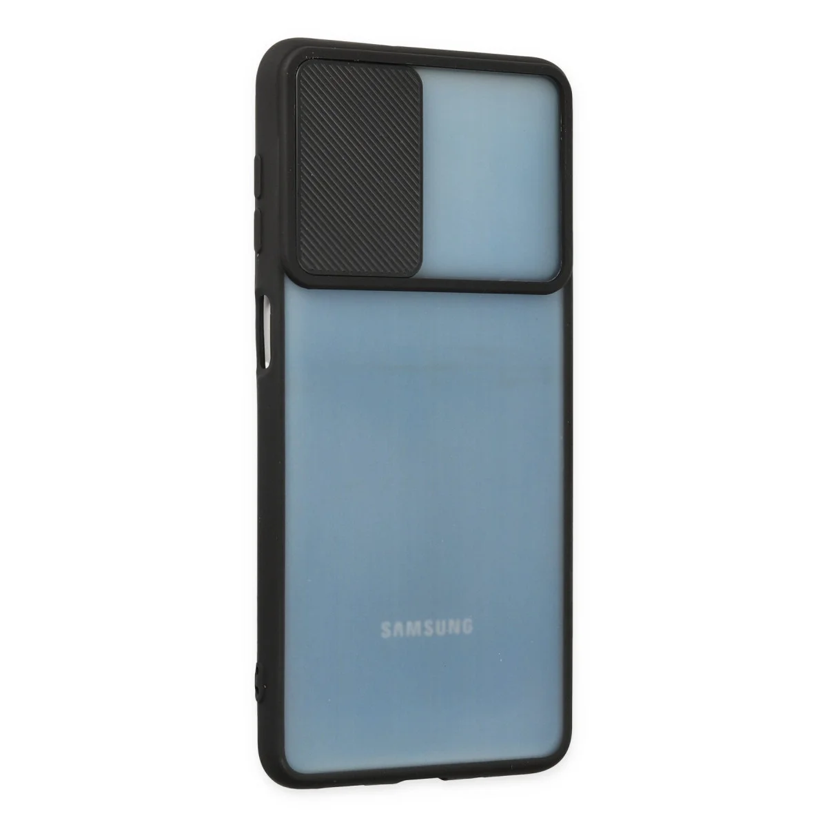 Galaxy M52 5G Kılıf Palm Buzlu Kamera Sürgülü Silikon - Siyah