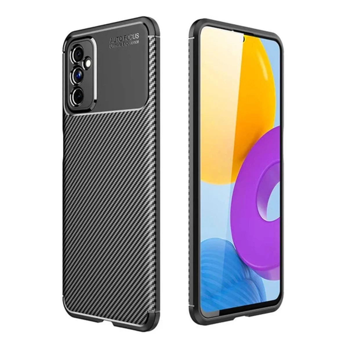 Galaxy M52 5G Kılıf Auto Focus Karbon Kapak - Siyah