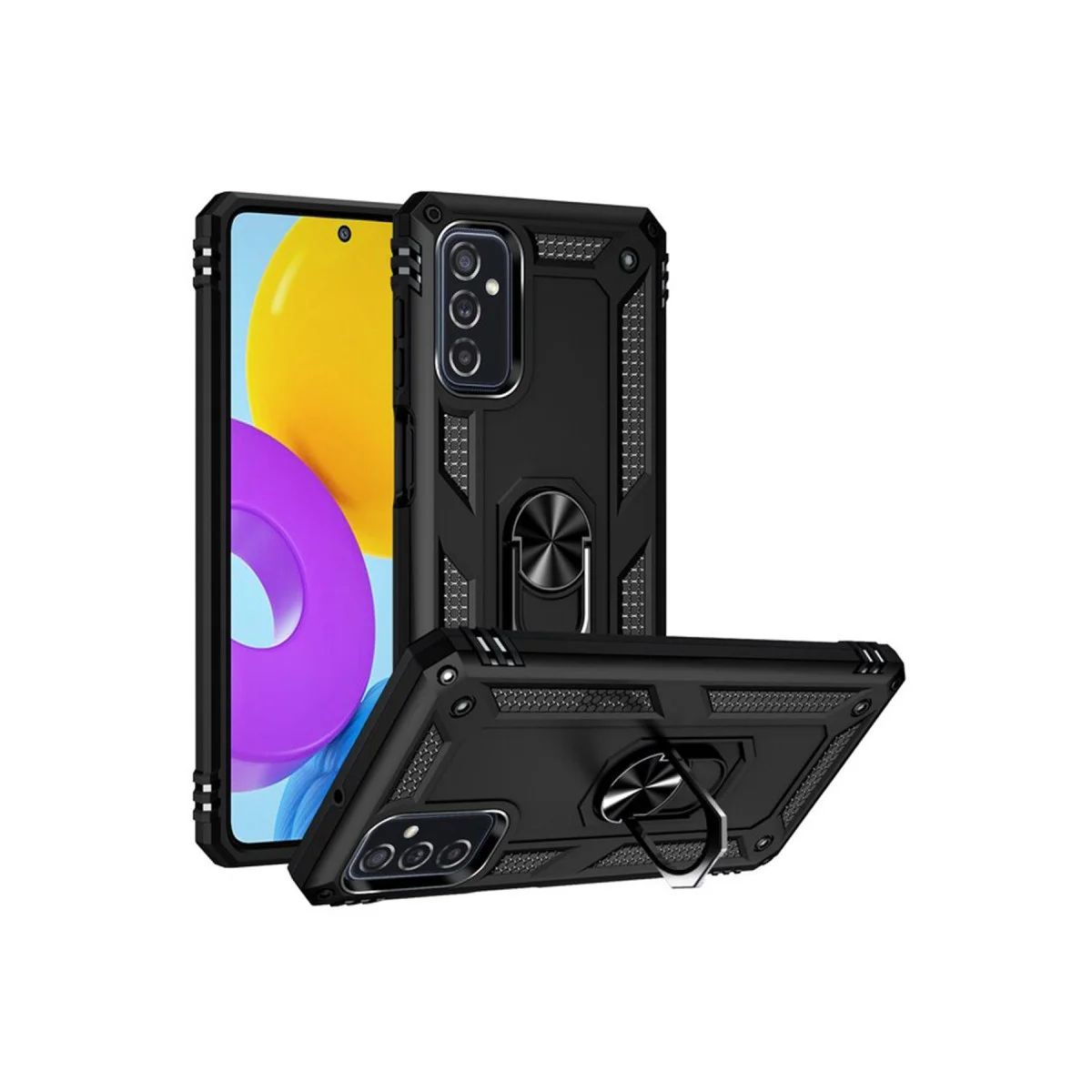 Galaxy M52 5G Kılıf Sofya Yüzüklü Silikon Kapak - Siyah