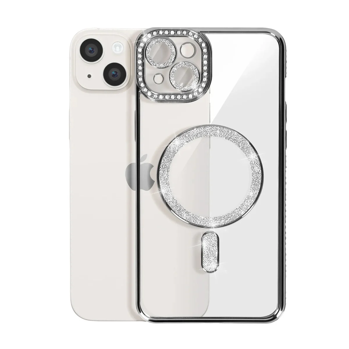 iPhone 14 Kılıf Joke Simli Magneticsafe Kılıf - Siyah