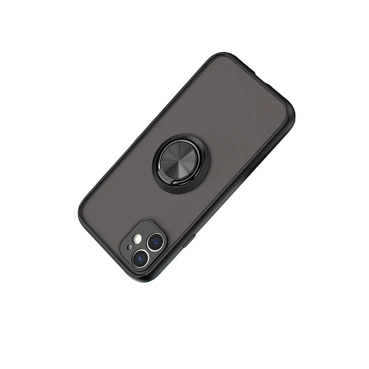 iPhone 11 Kılıf Montreal Yüzüklü Silikon Kapak - Siyah