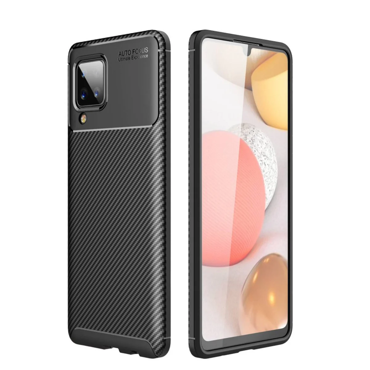 Galaxy A22 Kılıf Auto Focus Karbon Kapak - Siyah