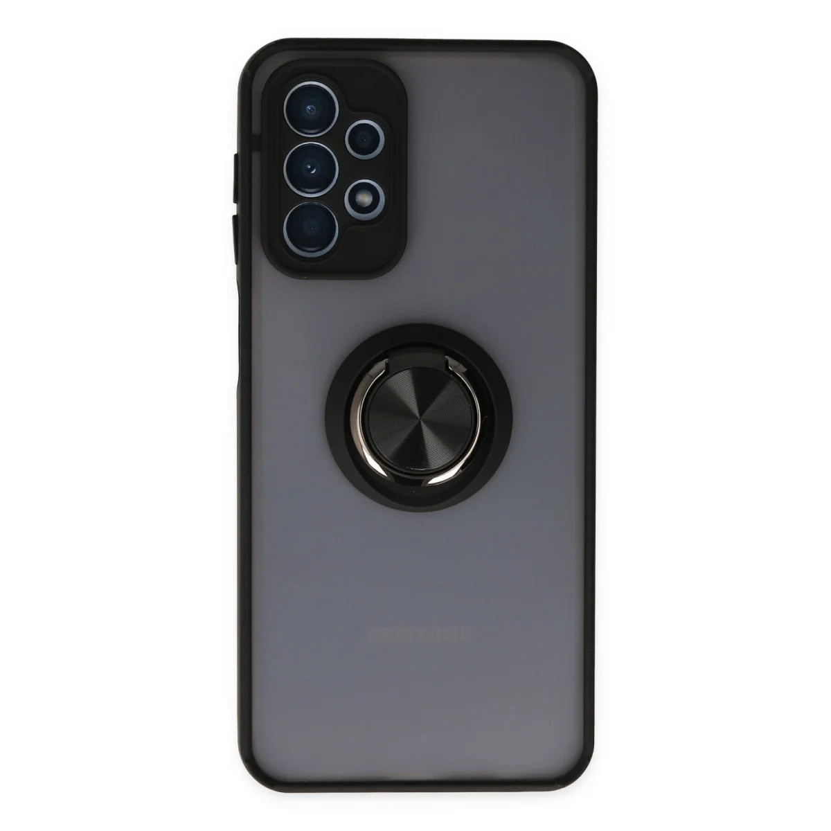 Galaxy A23 4G Kılıf Montreal Yüzüklü Silikon Kapak - Siyah