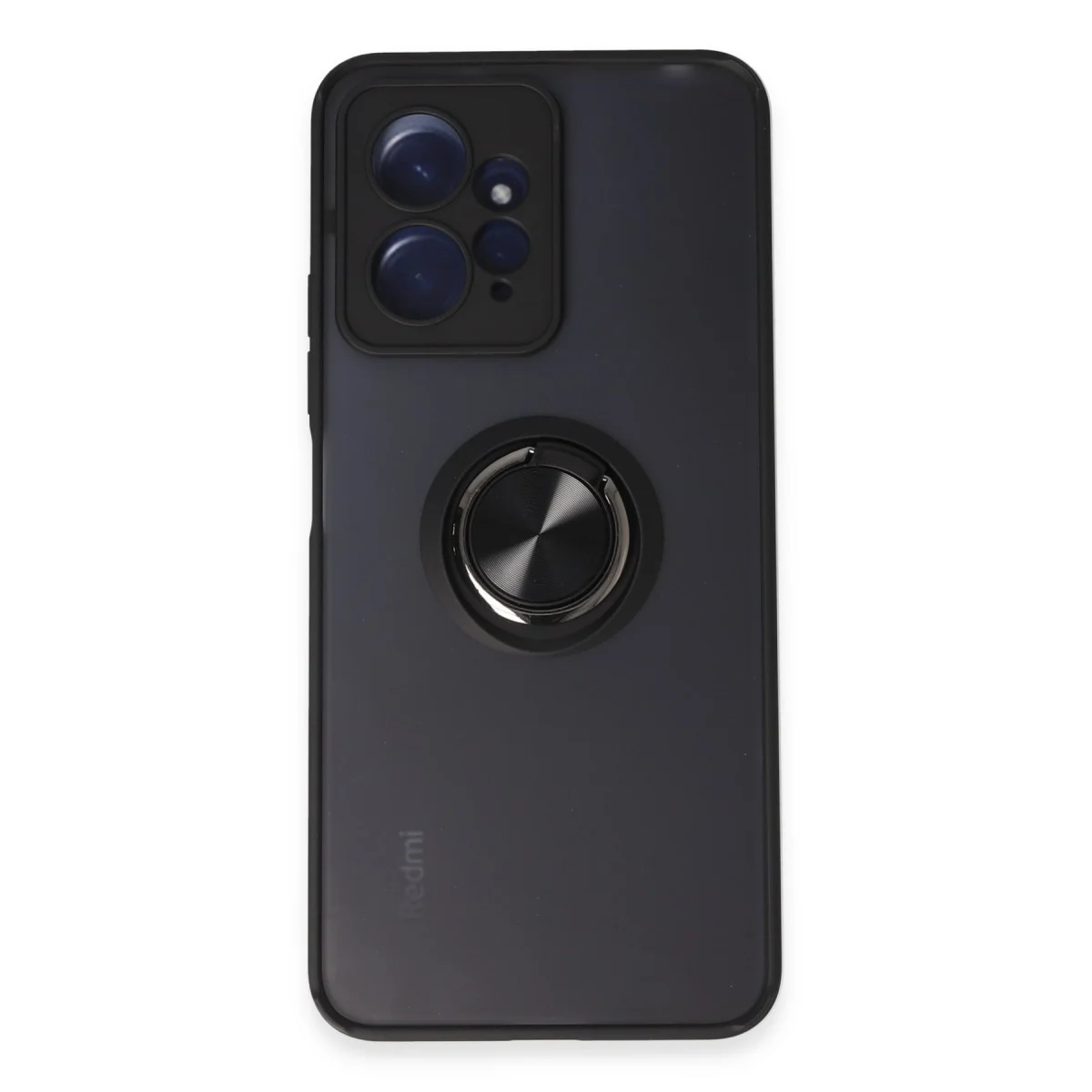 Redmi Note 12 4G Kılıf Montreal Yüzüklü Silikon Kapak - Siyah