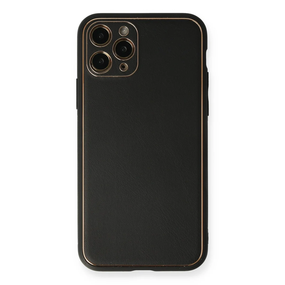 iPhone 11 Pro Max Kılıf Coco Deri Silikon Kapak - Siyah
