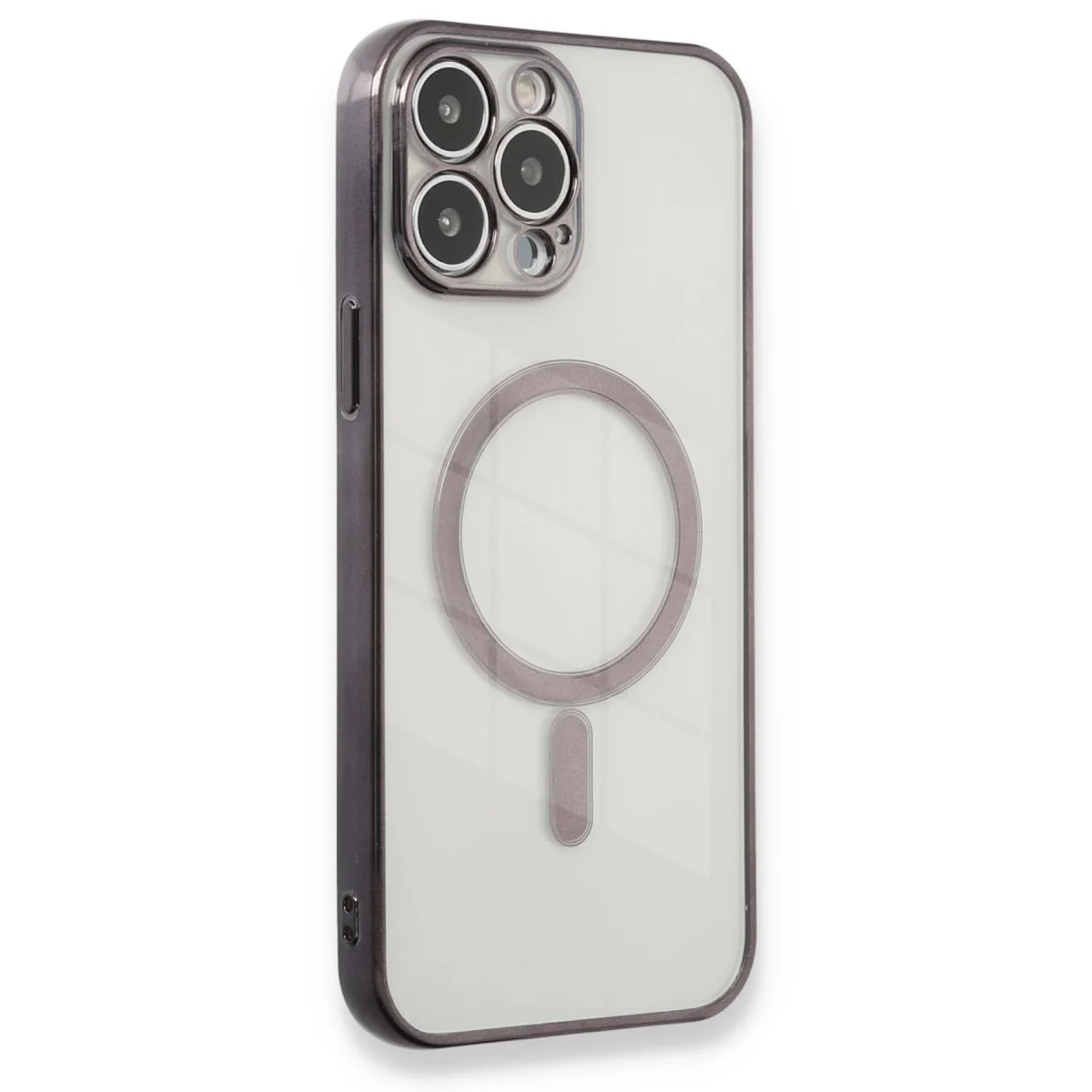 iPhone 13 Pro Max Kılıf Magneticsafe Lazer Silikon - Siyah