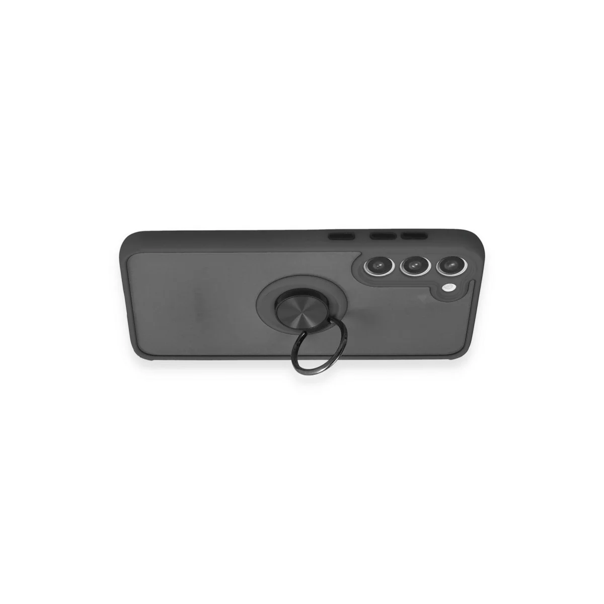 Galaxy S23 Plus Kılıf Montreal Yüzüklü Silikon Kapak - Siyah