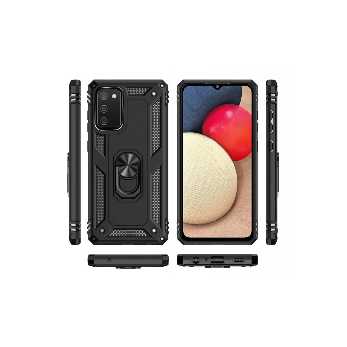 Galaxy A02S Kılıf Sofya Yüzüklü Silikon Kapak - Siyah