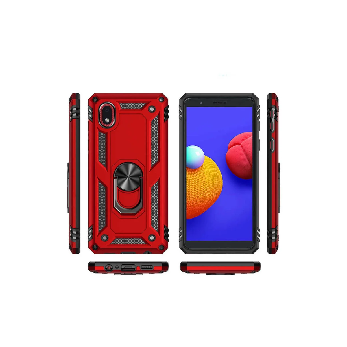 Galaxy A01 Core Kılıf Sofya Yüzüklü Silikon Kapak - Siyah