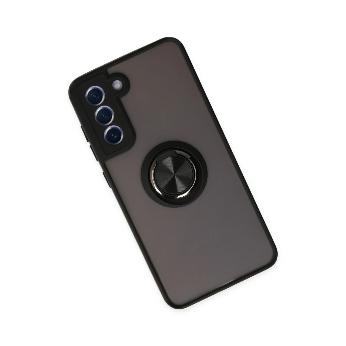 Galaxy S21 FE Kılıf Montreal Yüzüklü Silikon Kapak - Siyah