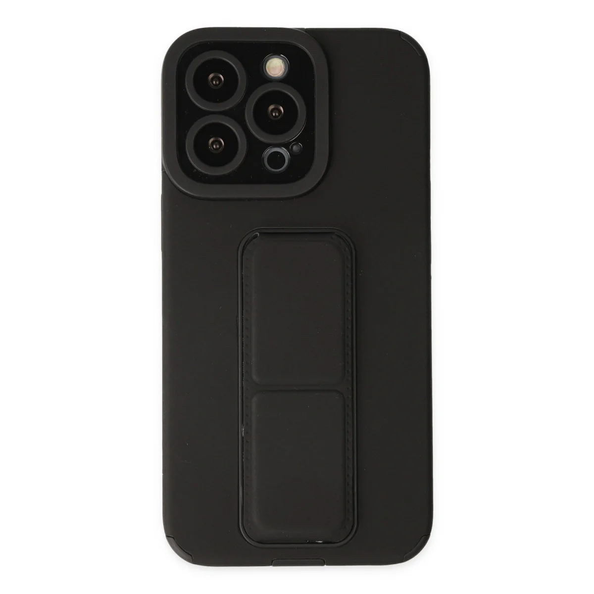 iPhone 13 Pro Max Kılıf Mega Standlı Silikon - Siyah