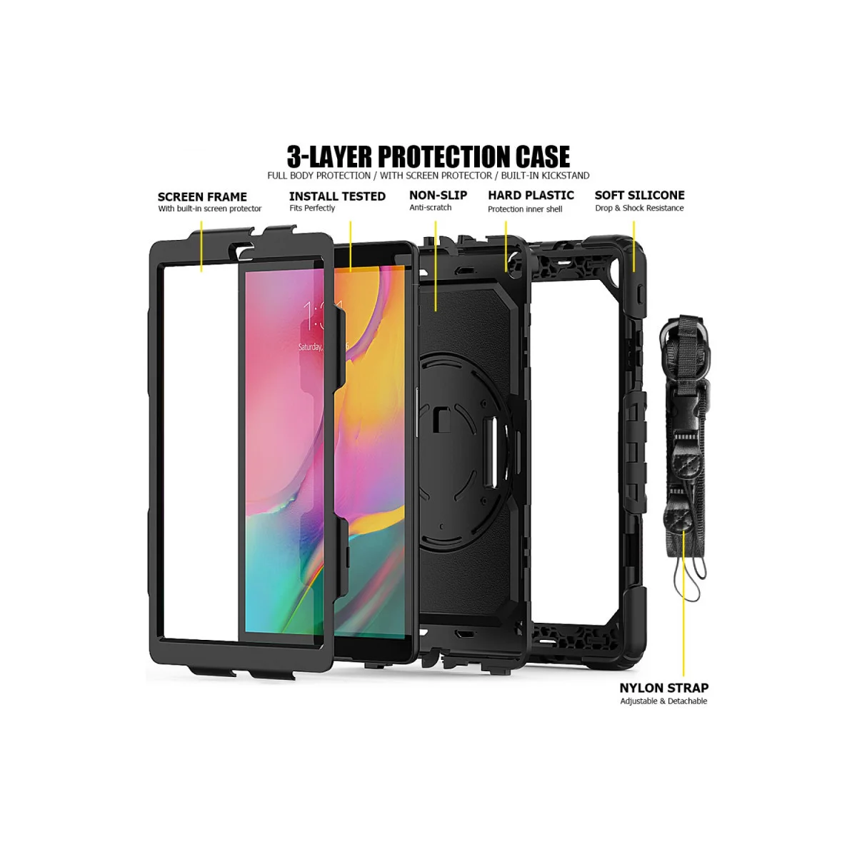 Galaxy T510 Tab A 10.1 Kılıf Pars Tablet Kapak - Siyah