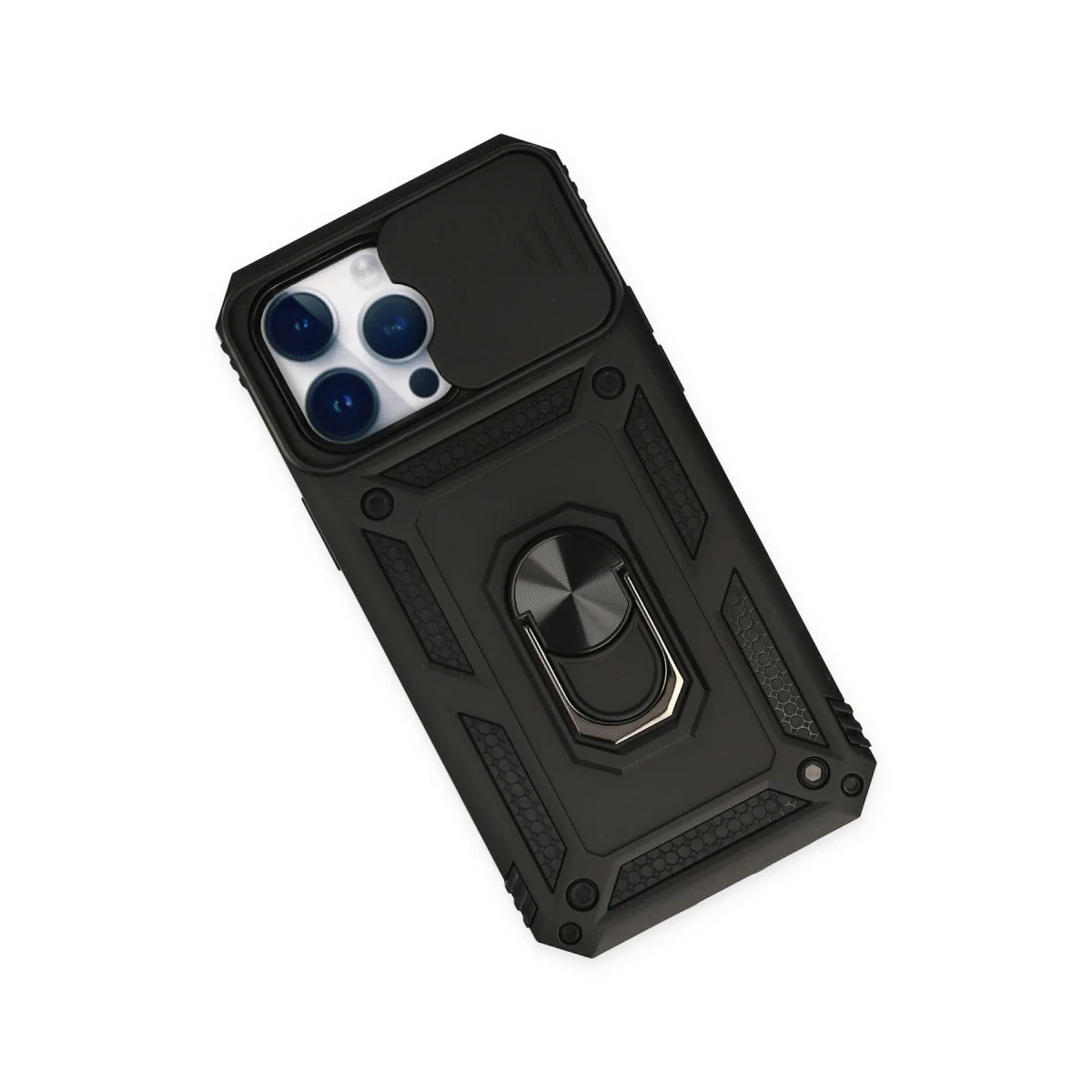 iPhone 14 Pro Kılıf Pars Lens Yüzüklü Silikon - Siyah