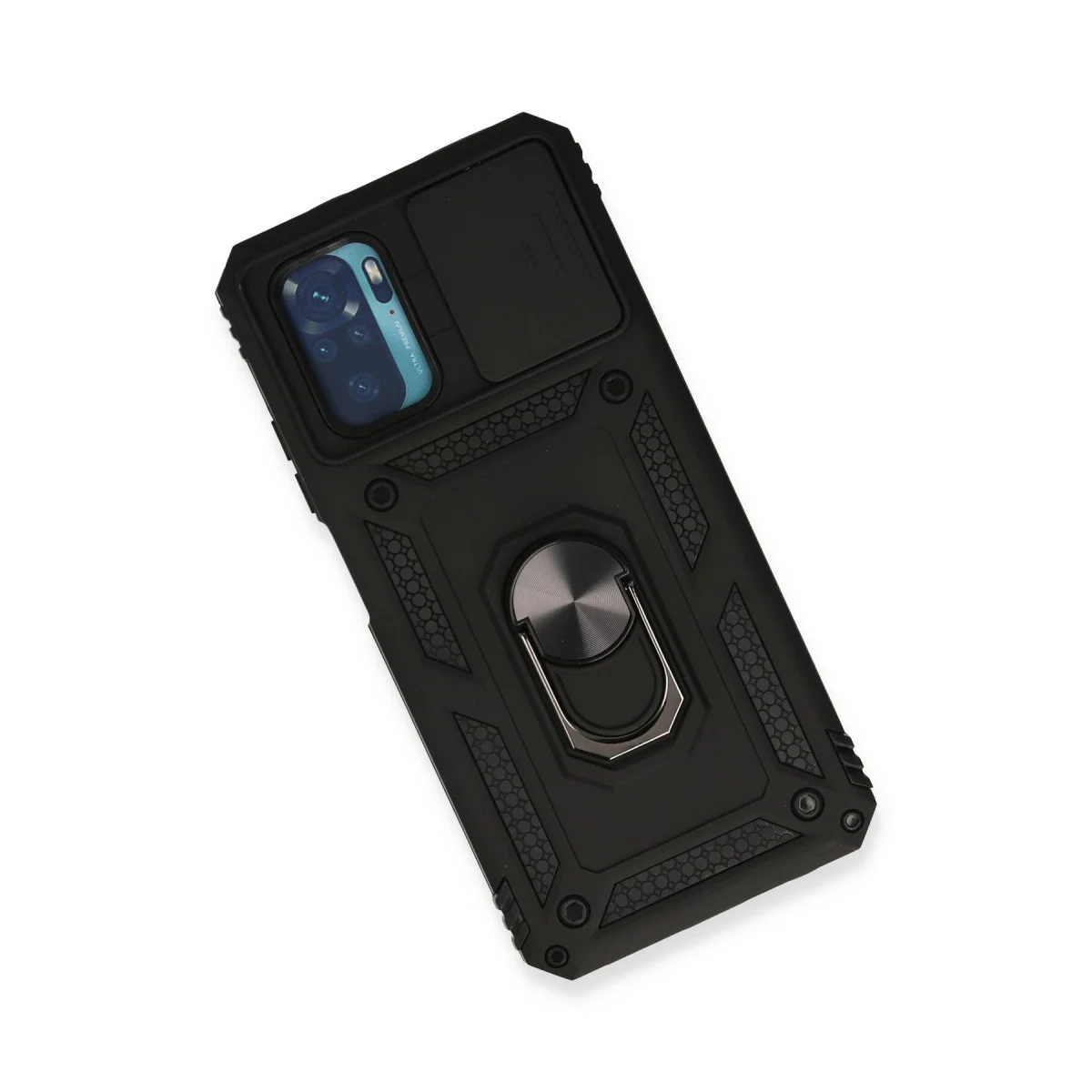 Redmi Note 10 Kılıf Pars Lens Yüzüklü Silikon - Siyah
