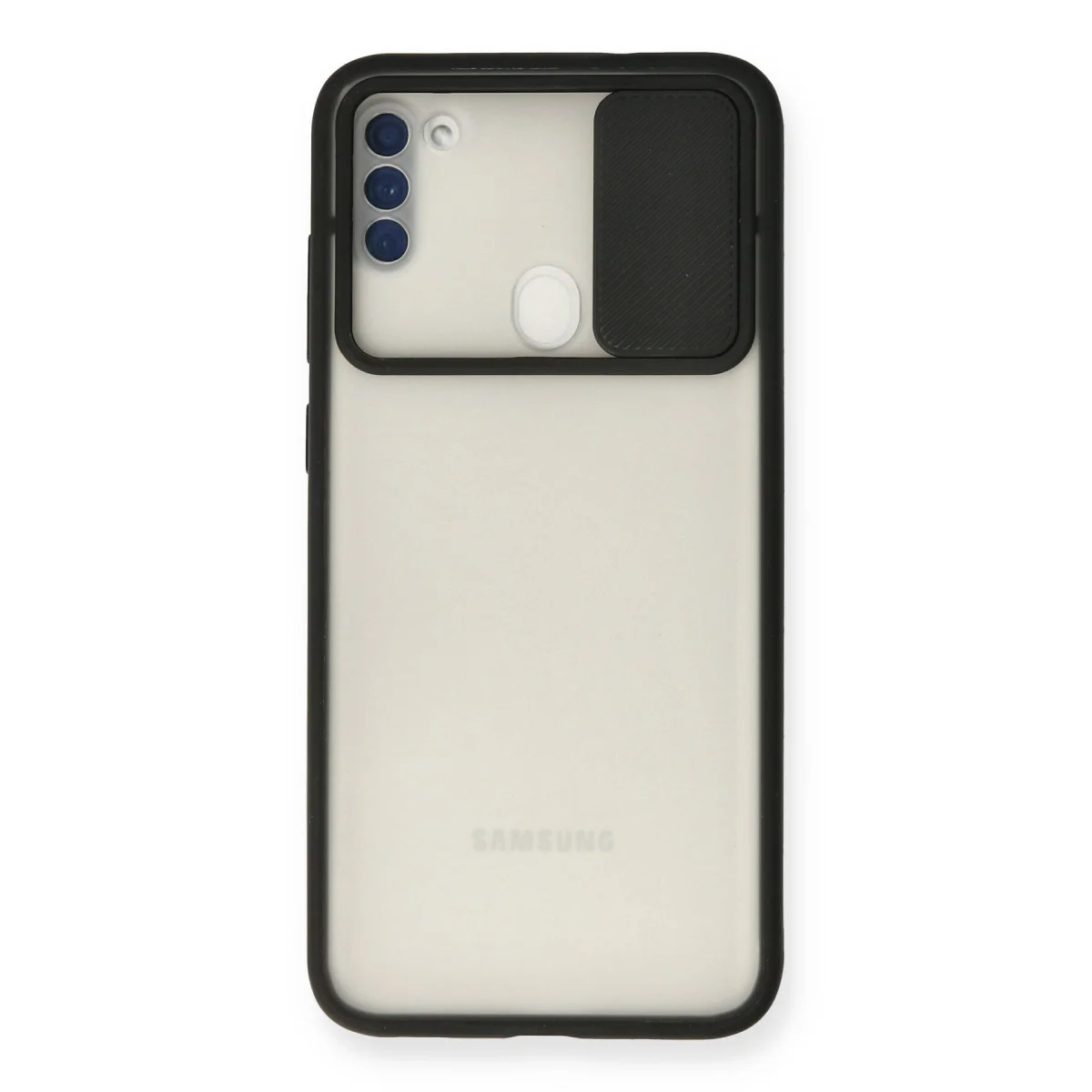 Galaxy A11 Kılıf Palm Buzlu Kamera Sürgülü Silikon - Siyah