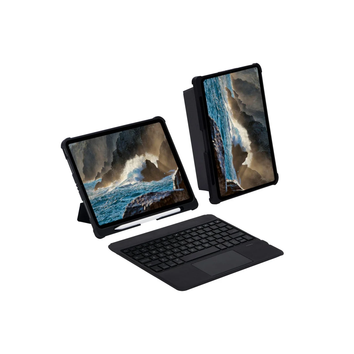 T5209D iPad Pro 12.9 (2021) Kılıf İnter Ledli Klavyeli Tablet Kılıfı - Siyah