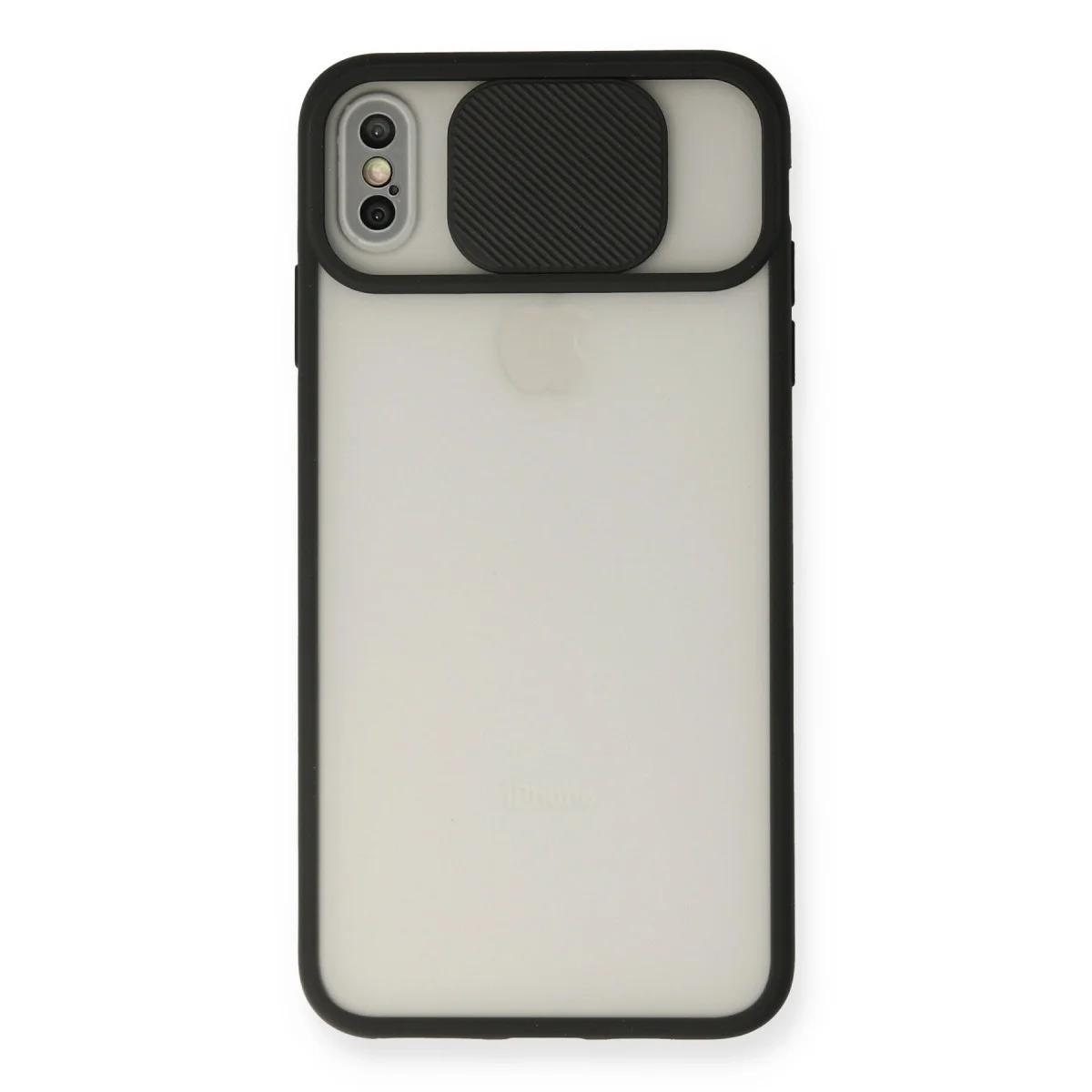 iPhone XS Max Kılıf Palm Buzlu Kamera Sürgülü Silikon - Siyah