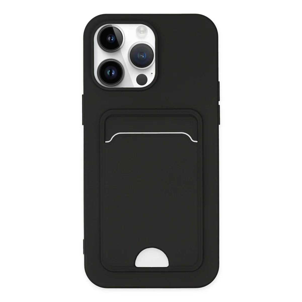 iPhone 14 Pro Kılıf Kelvin Kartvizitli Silikon - Siyah