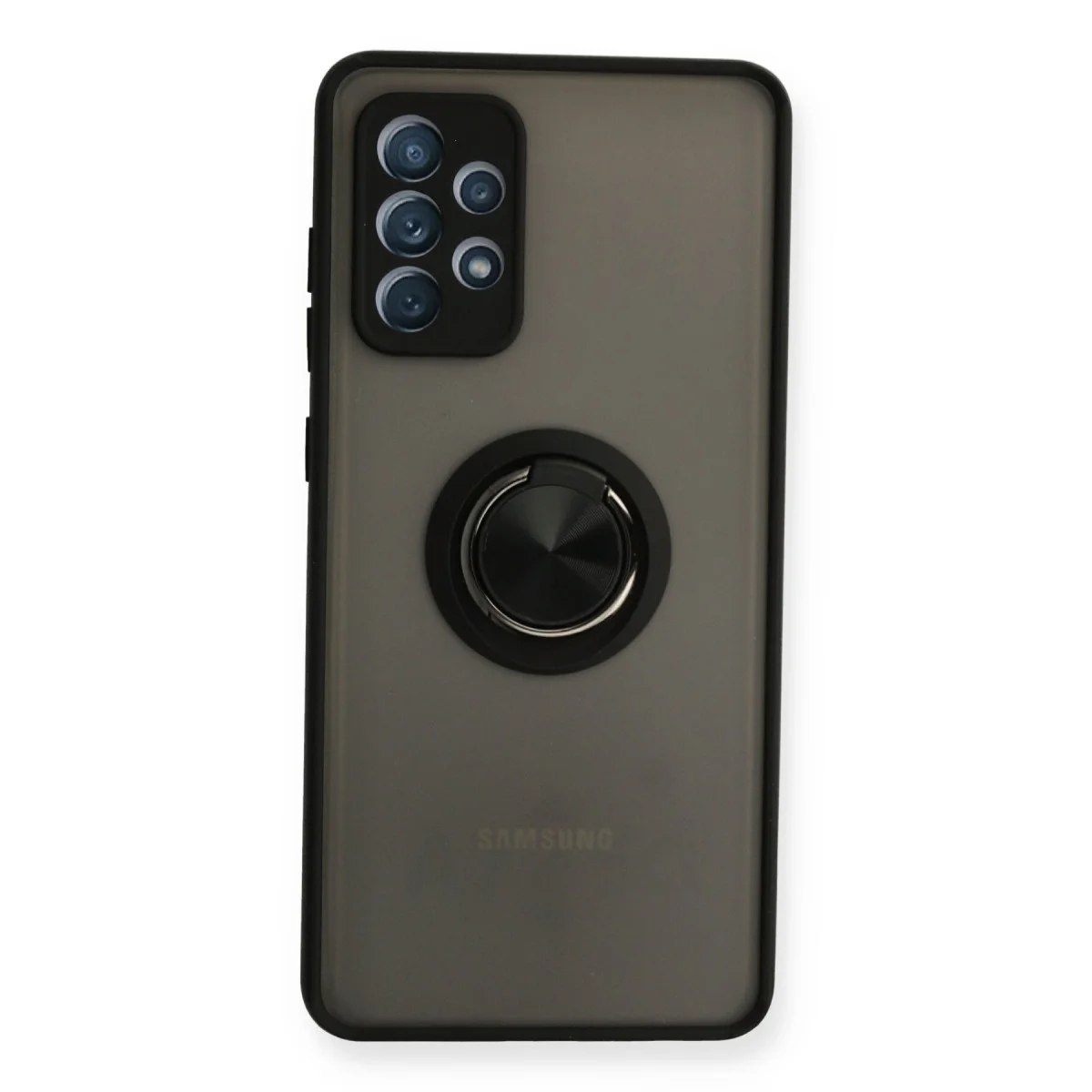 Galaxy A72 Kılıf Montreal Yüzüklü Silikon Kapak - Siyah