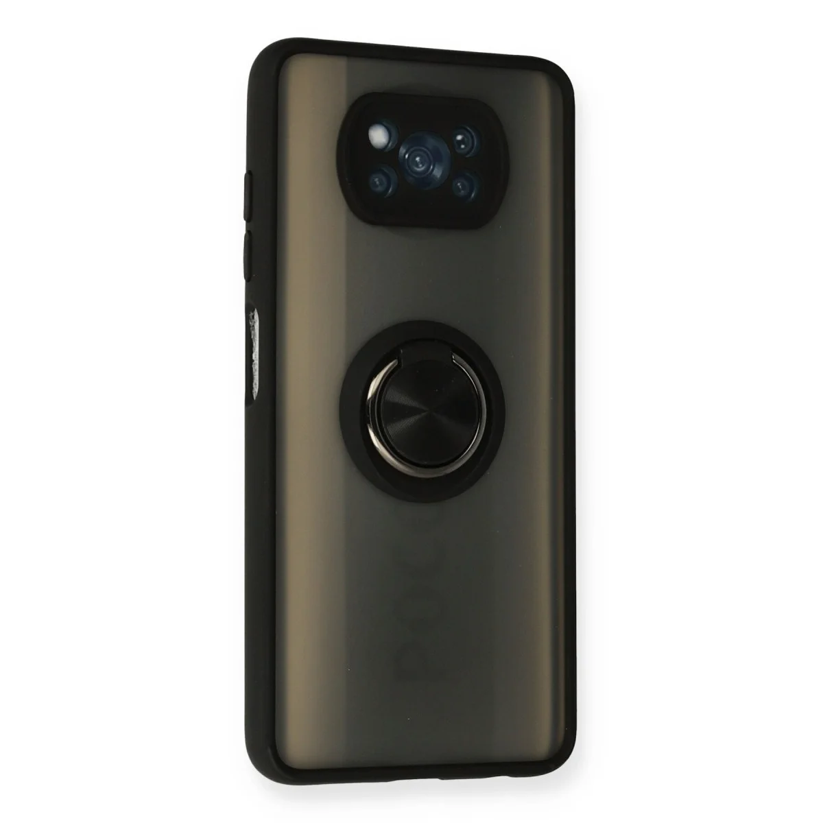 Pocophone X3 Kılıf Montreal Yüzüklü Silikon Kapak - Siyah
