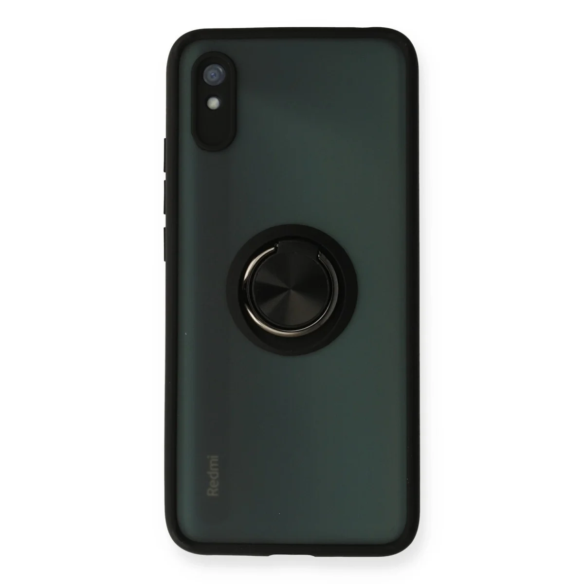 Redmi 9A Kılıf Montreal Yüzüklü Silikon Kapak - Siyah
