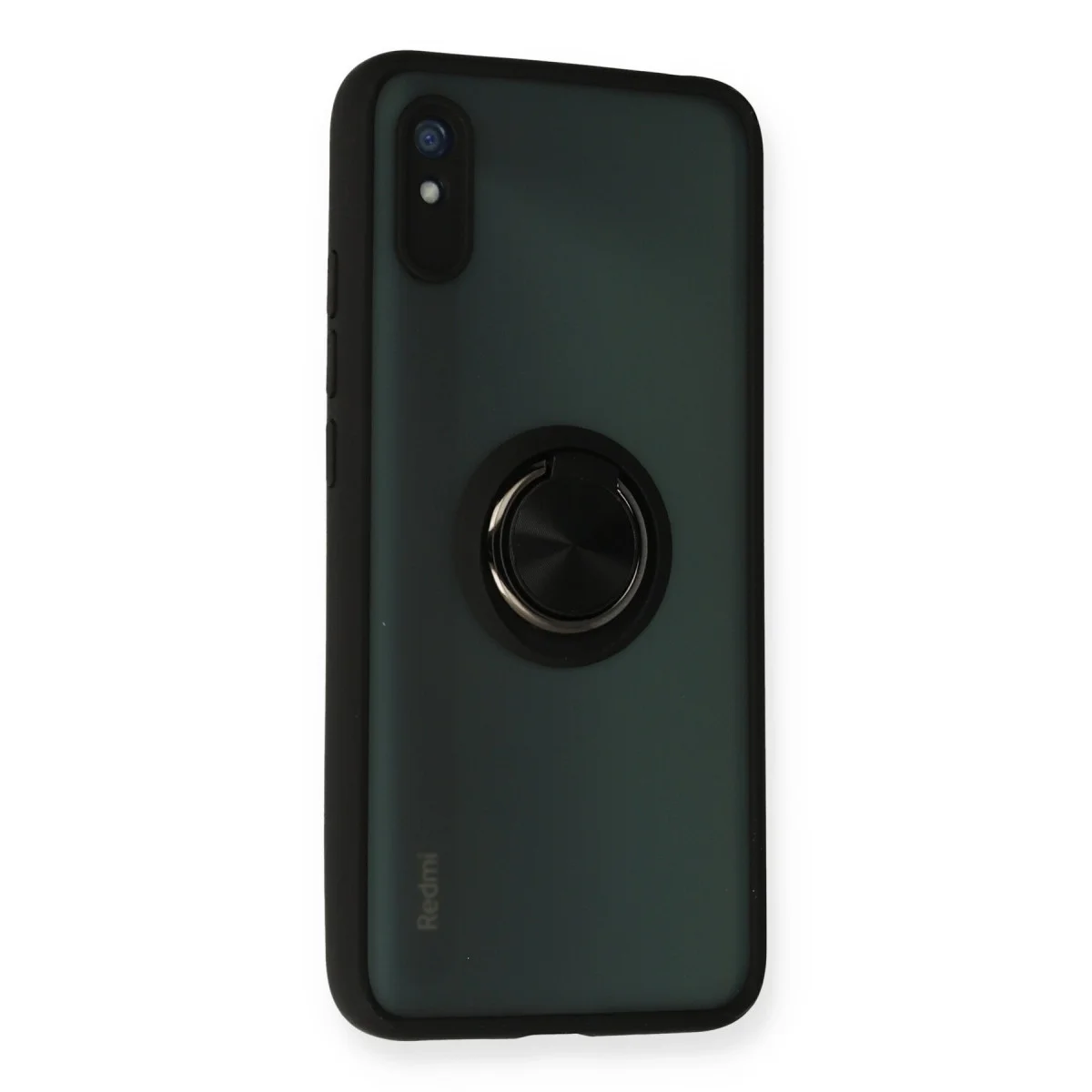 Redmi 9A Kılıf Montreal Yüzüklü Silikon Kapak - Siyah