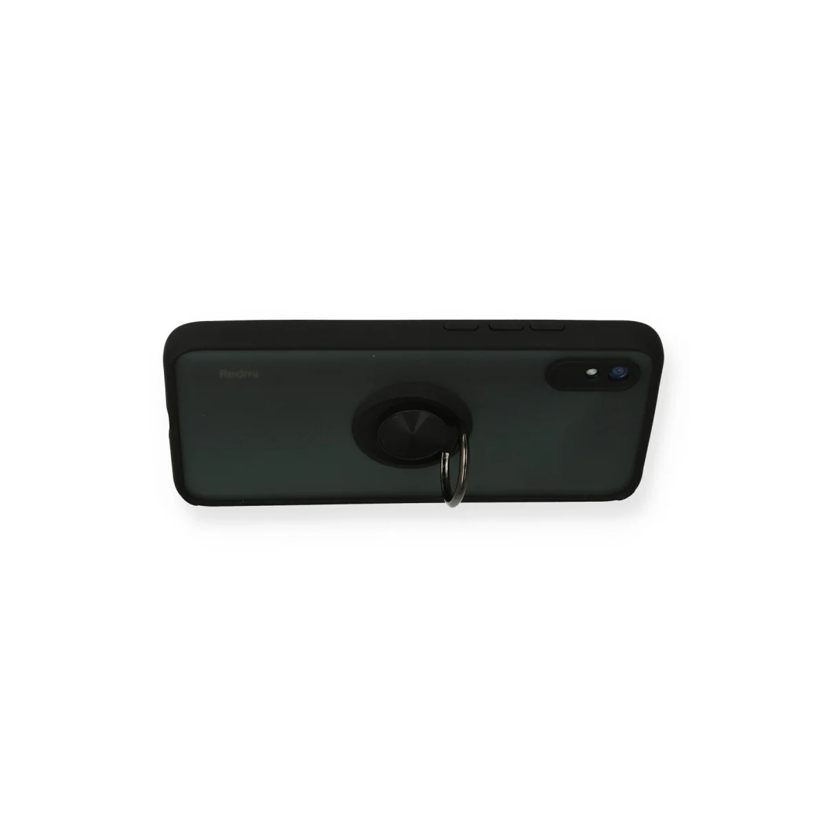 Redmi 9A Kılıf Montreal Yüzüklü Silikon Kapak - Siyah