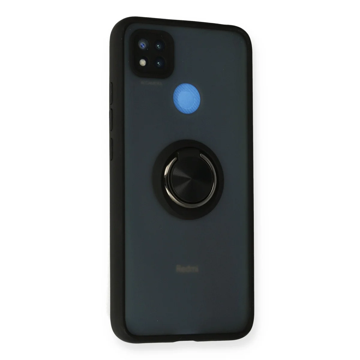 Redmi 9C Kılıf Montreal Yüzüklü Silikon Kapak - Siyah