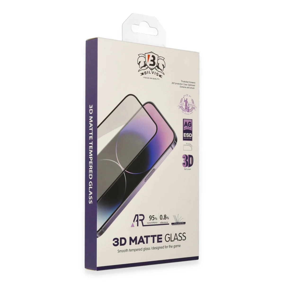 iPhone 14 Pro Max Bilvis 3D Mat Cam Ekran Koruyucu