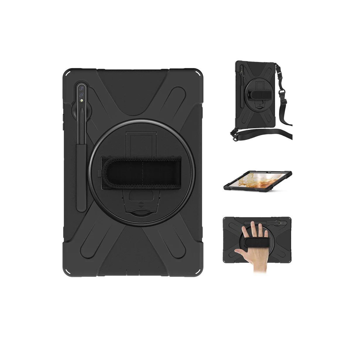 Galaxy T737 Tab S7 FE 12.4 Kılıf Amazing Tablet Kapak - Siyah