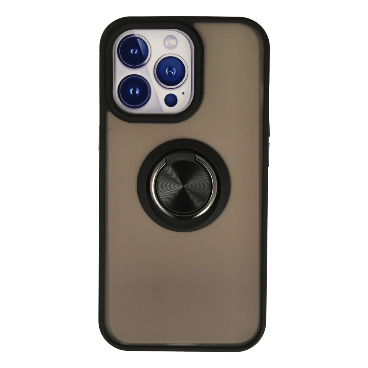 iPhone 15 Pro Kılıf Montreal Yüzüklü Silikon Kapak - Siyah