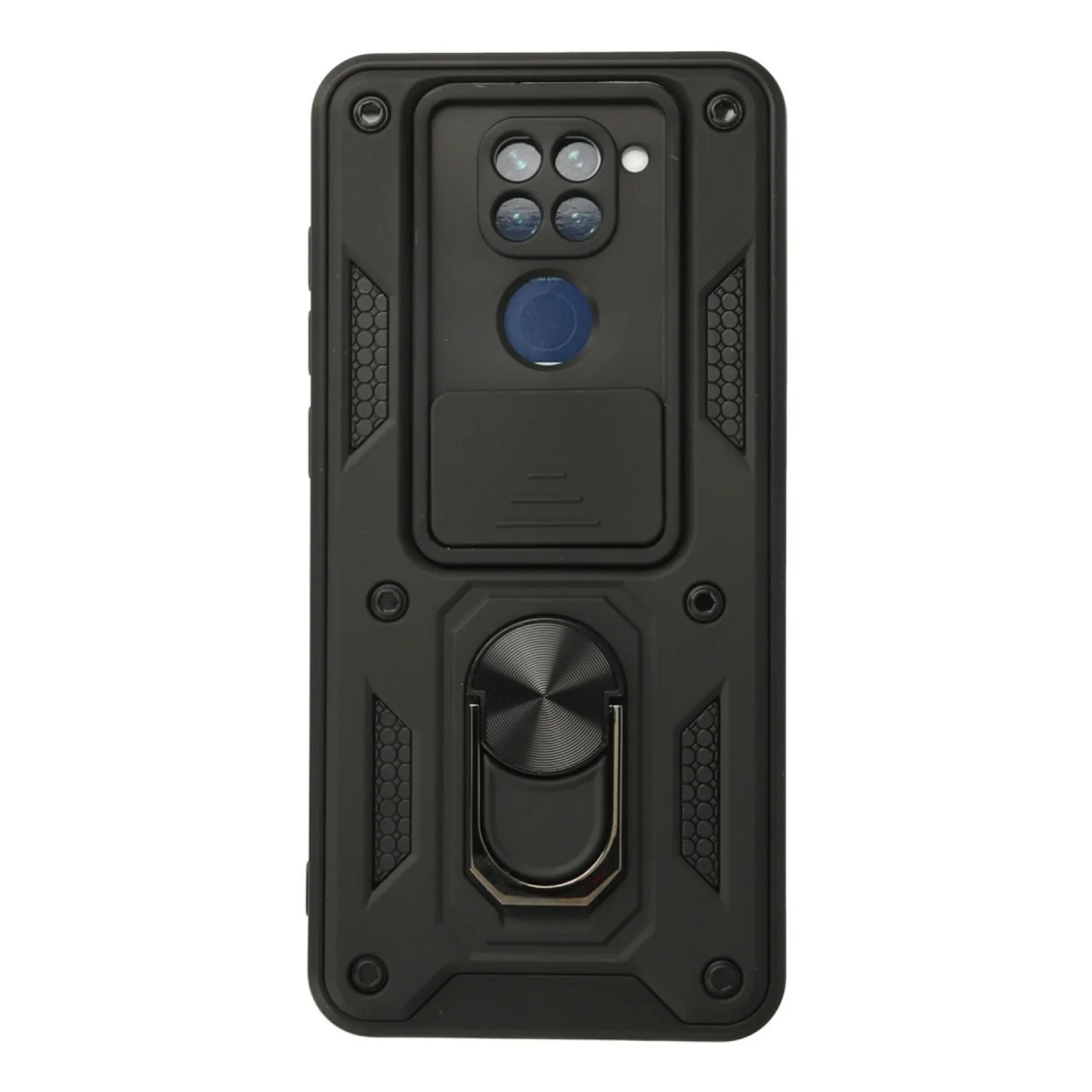 Redmi Note 9 Kılıf Pars Lens Yüzüklü Silikon - Siyah