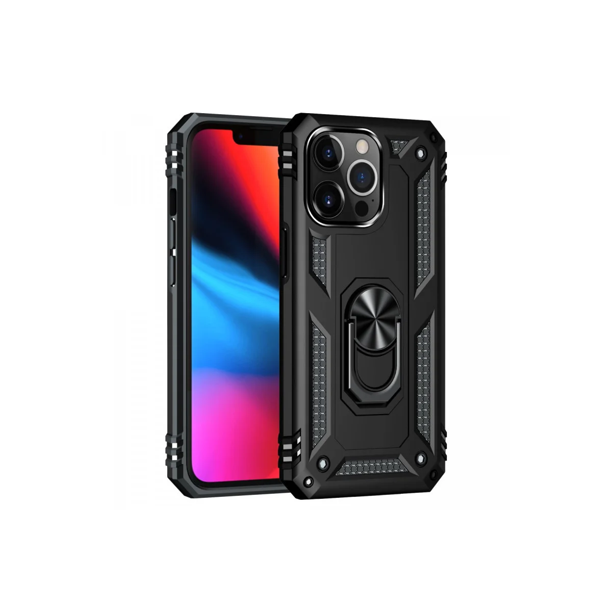 iPhone 13 Pro Kılıf Sofya Yüzüklü Silikon Kapak - Siyah