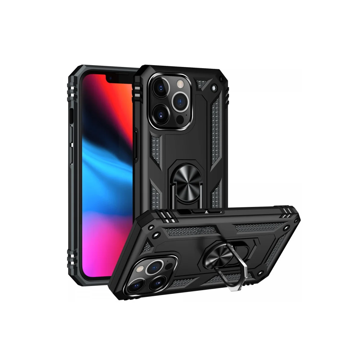 iPhone 13 Pro Kılıf Sofya Yüzüklü Silikon Kapak - Siyah